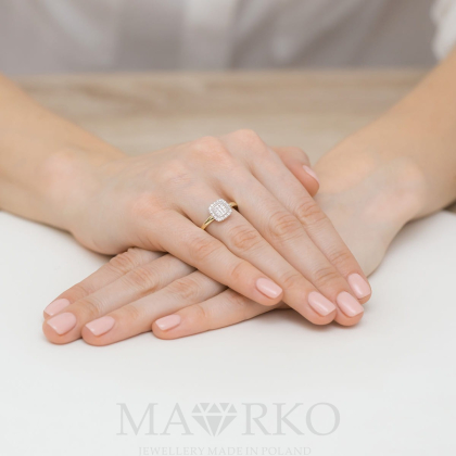 Wielokamieniowy Pierścionek z Brylantami 0,13ct - złoto próby 585. W-0448